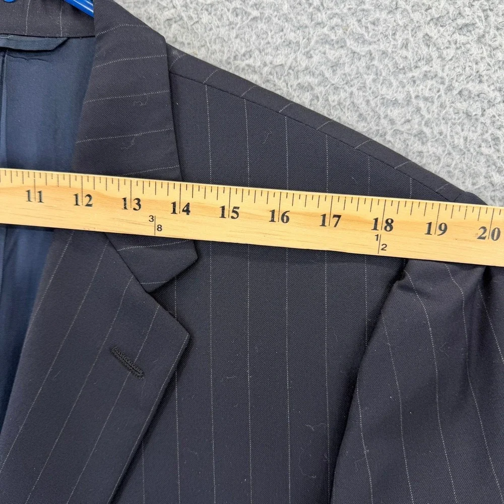 Hickey Freeman Loro Piana Tasmanian Super 120s‎ Navy Pinstripe Suit Men 42R READ